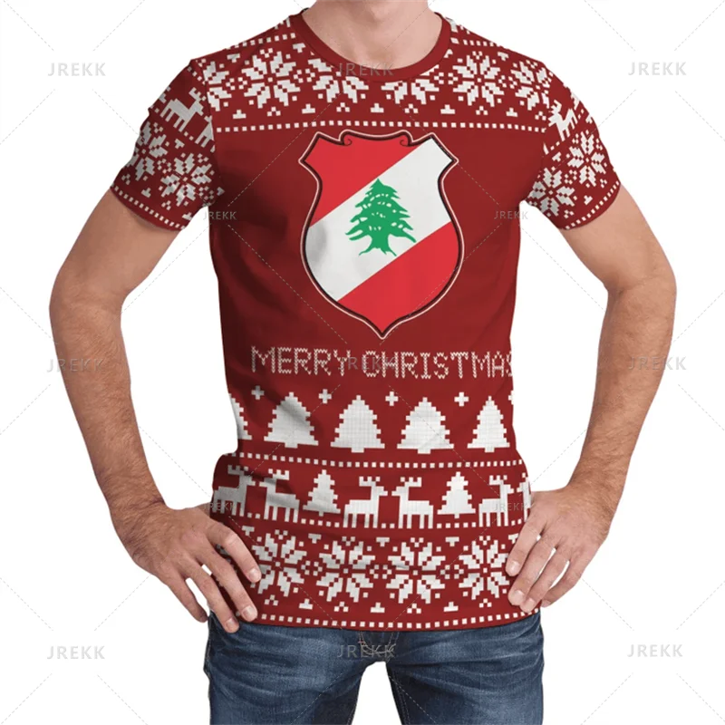 The Republic-of Lebanon Map Flag 3D Print T Shirt