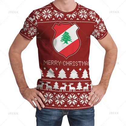 The Republic-of Lebanon Map Flag 3D Print T Shirt