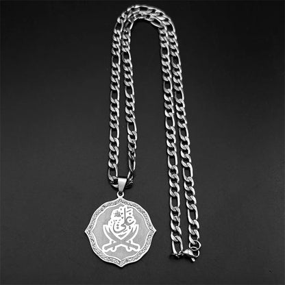 Imam Ali Sword Muslim Quran Islam Knife Pendant Necklace For Men Women Stainless Steel Arabic Zulfiqar Chain Rhinestones Jewlery