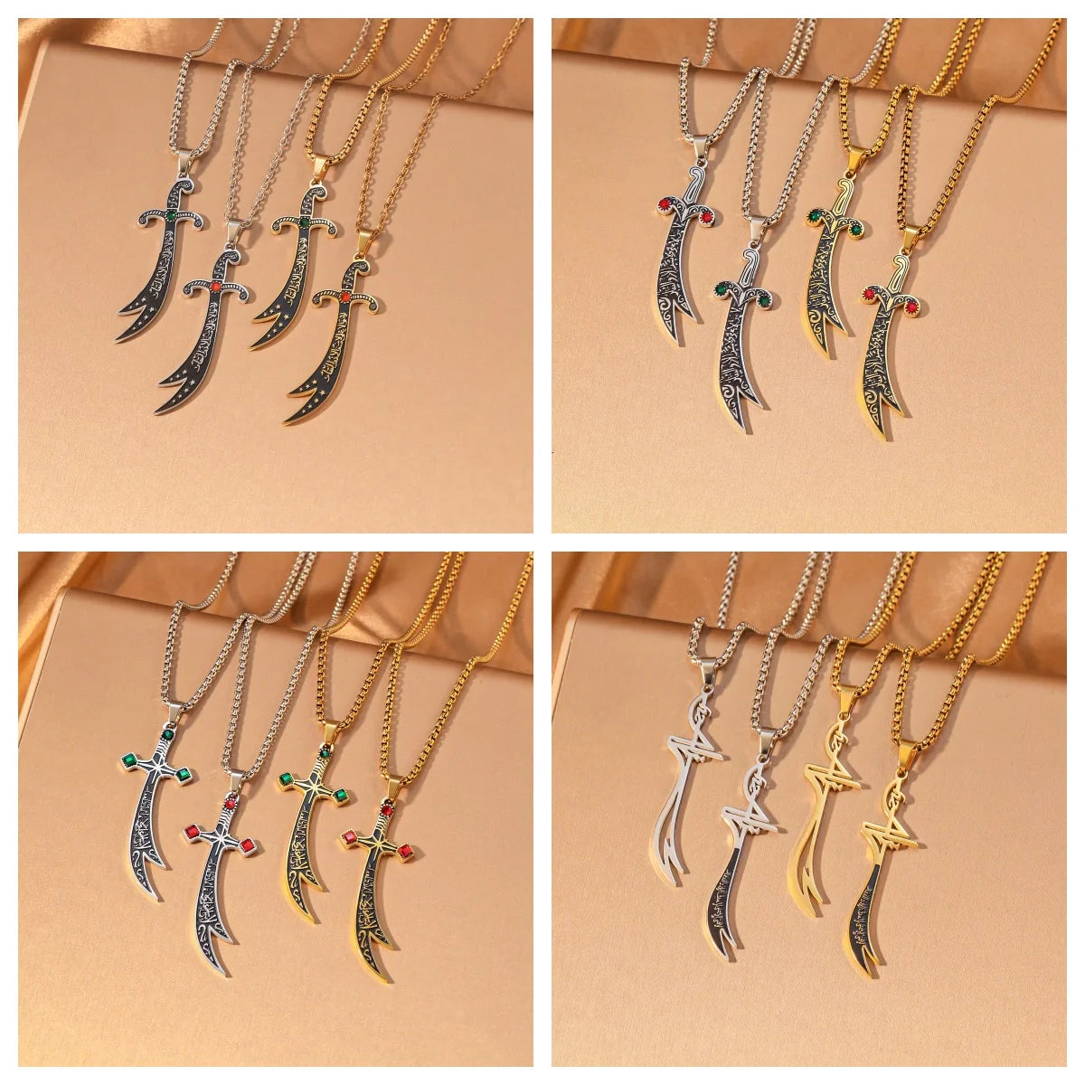 Zulfiqar Sword Necklace Arabic Calligraphy