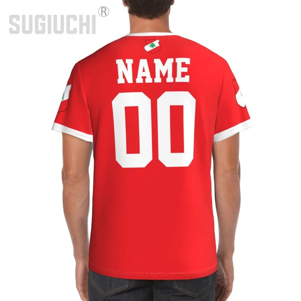 Custom Name Number Lebanon Flag Emblem 3D T-shirts