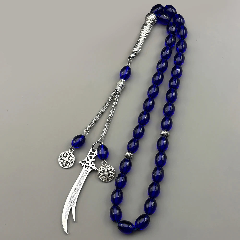 Imam Ali Zulfiqar Sword Prayer Beads Blue