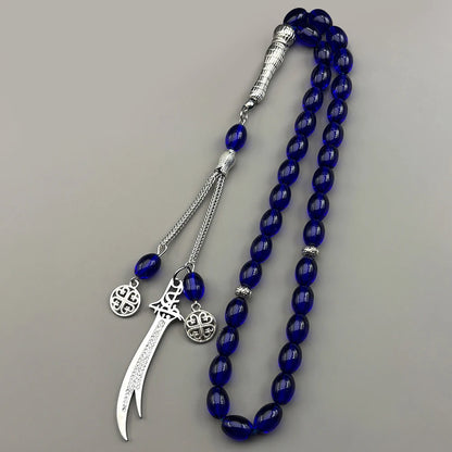 Imam Ali Zulfiqar Sword Prayer Beads Blue