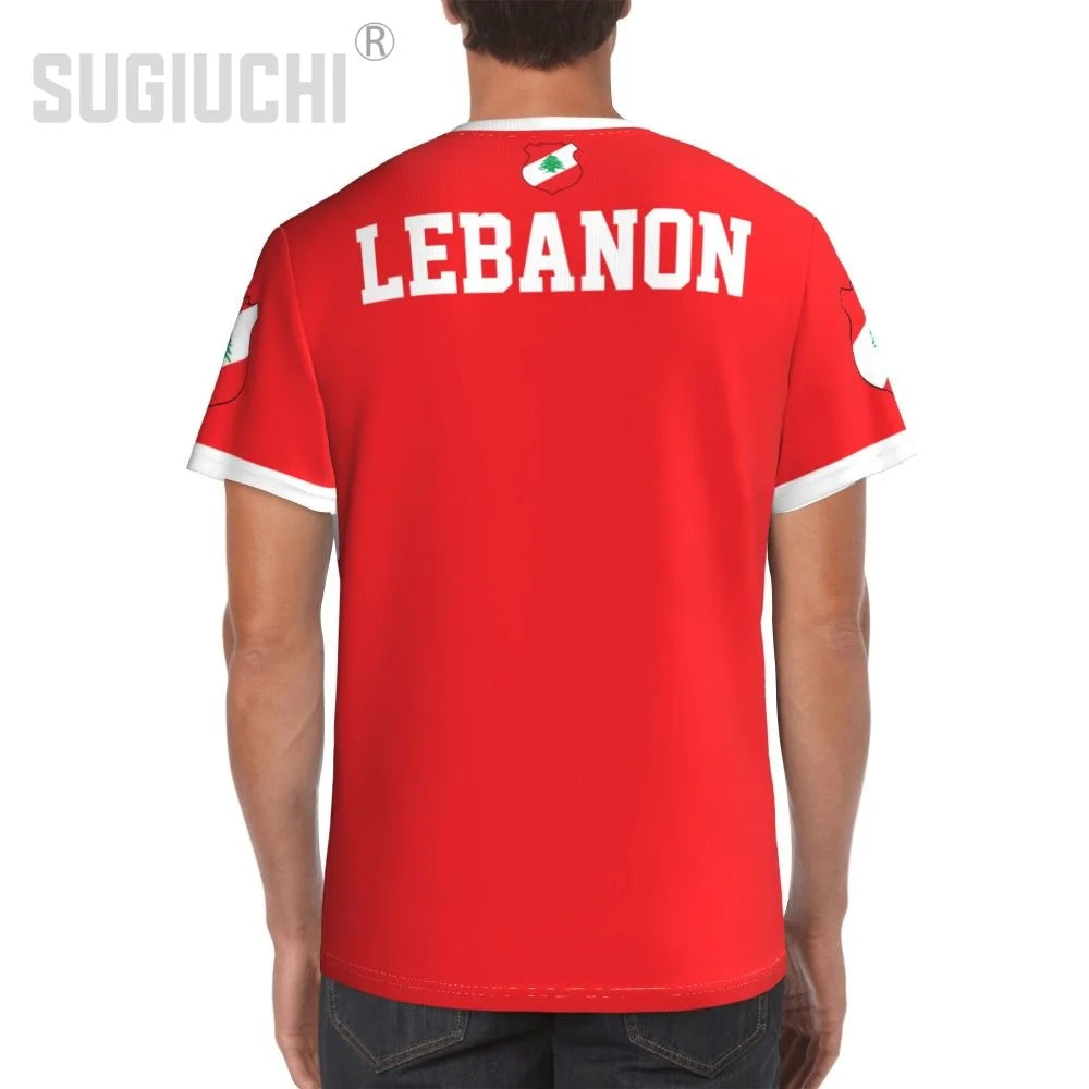 Custom Name Number Lebanon Flag Emblem 3D T-shirts