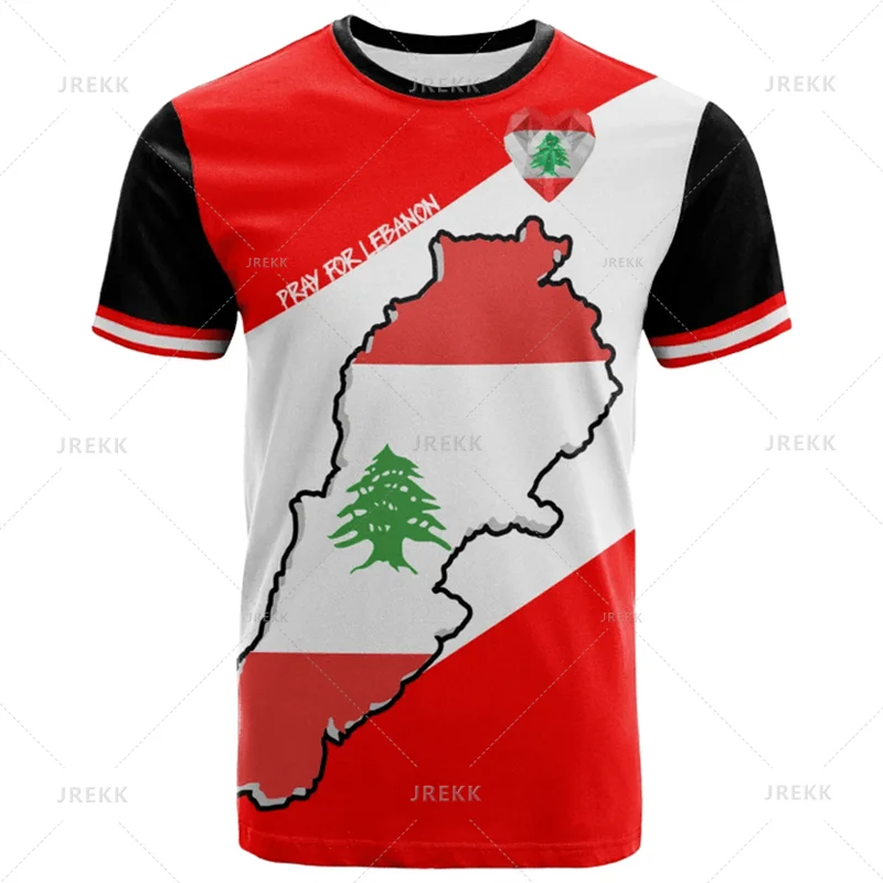 The Republic-of Lebanon Map Flag 3D Print T Shirt