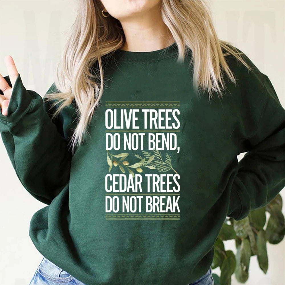 Retro Lebanon Sweatshirt Olive Cedar Trees