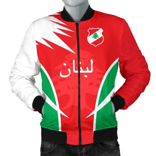 Red & Green Graphic Arabic Script Lebanon Jacket