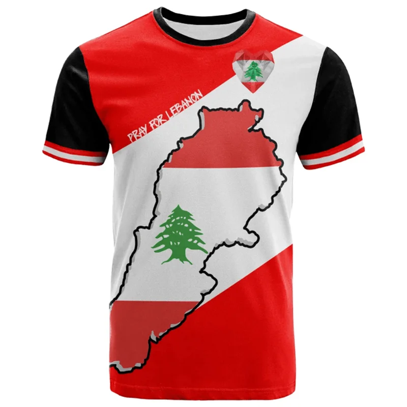 The Republic-of Lebanon Map Flag 3D Print T Shirt