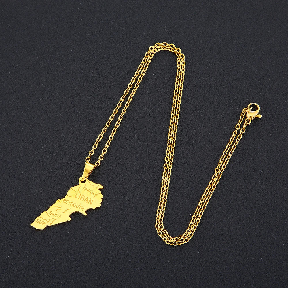 Lebanon Map City Pendant Necklace