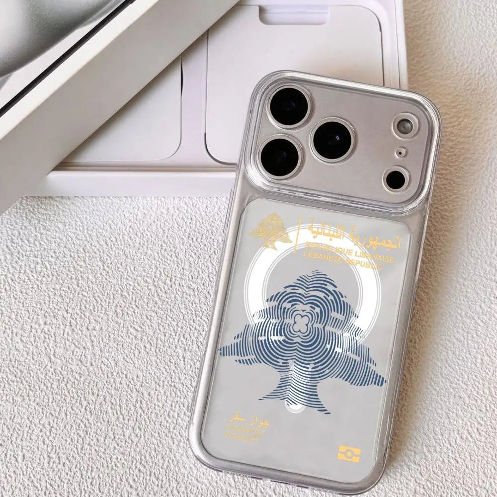 Lebanon Passport Phone Case for iPhone 17 16 15 14 13 12 11 Pro Max Plus Clear Magnetic Shockproof Scratch-Resistant