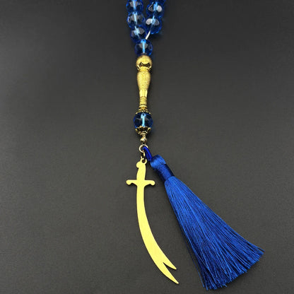 Zulfiqar Sword Pendant Blue Glass
