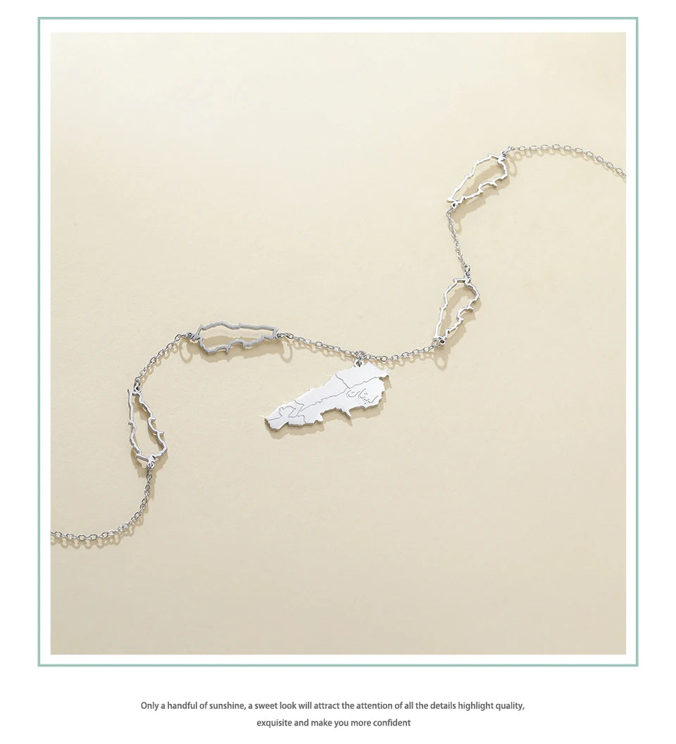 Lebanon Map Necklace Hollow