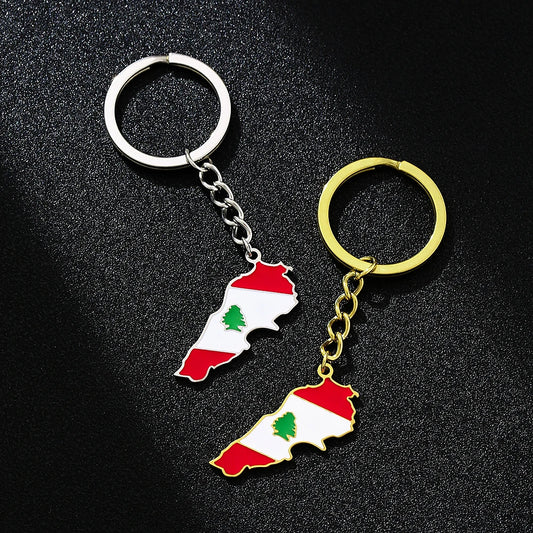 Fashion Lebanon Map Flag Key Chain Stainless Steel Men Women الجمهورية اللبنانية Maps Jewelry Gift