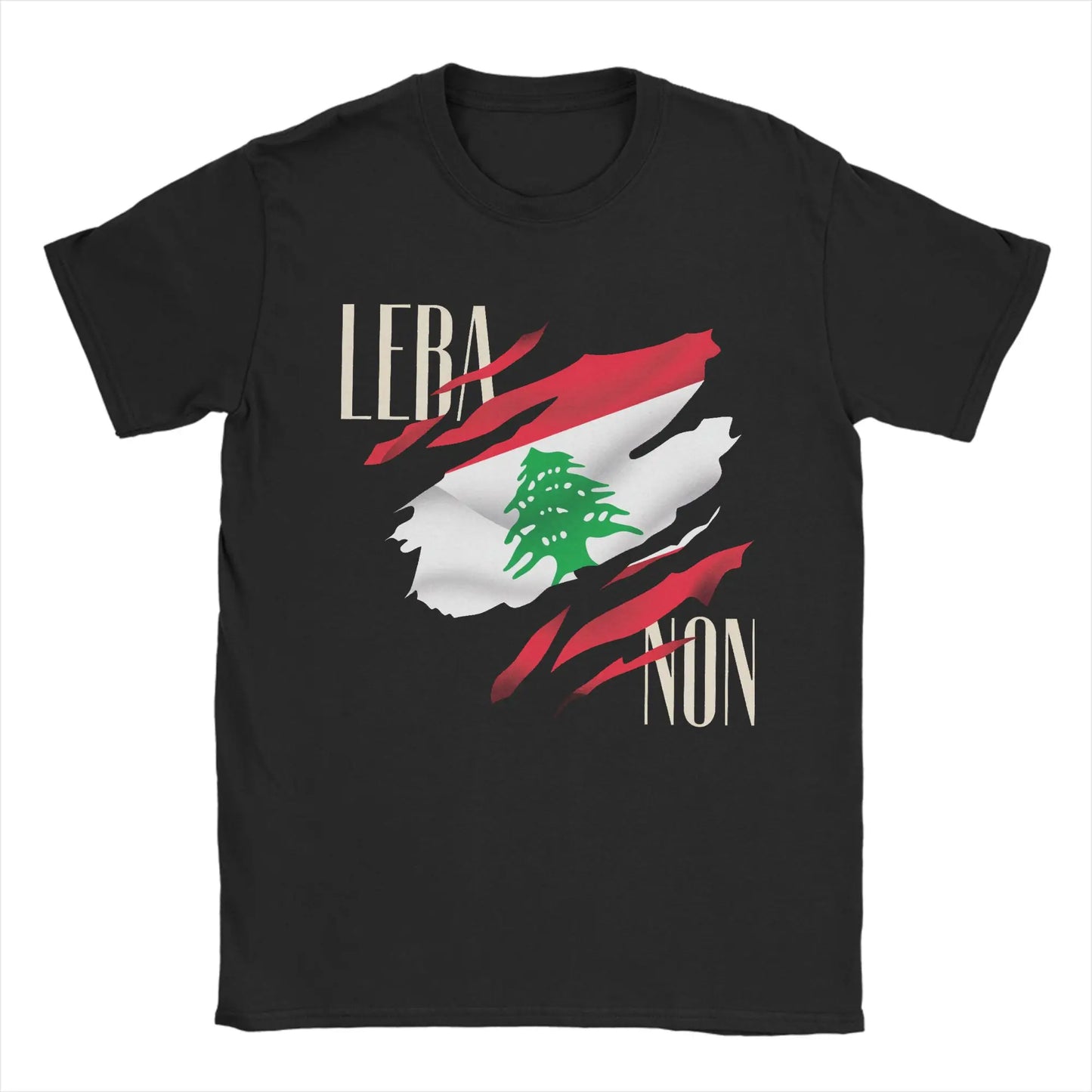 Lebanon Heart Flag Arabic Text T Shirts