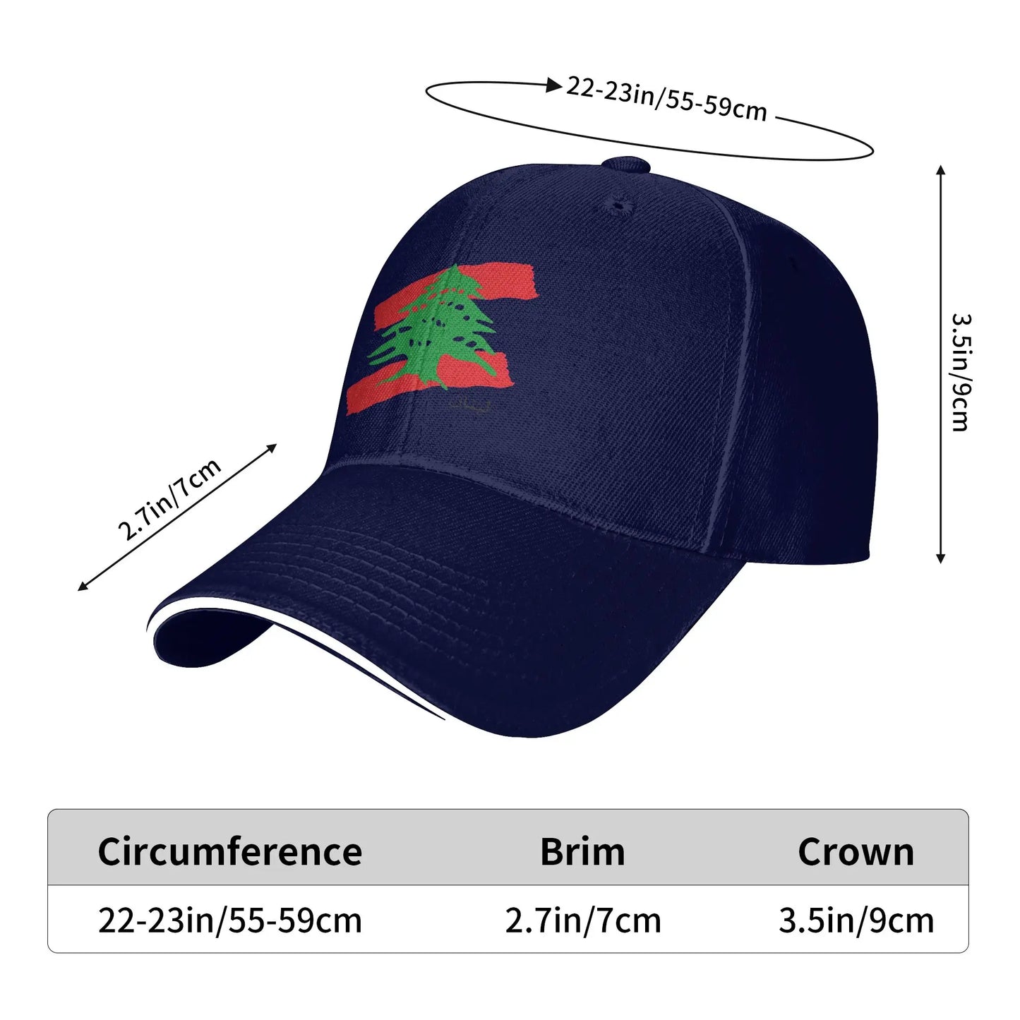 Lebanon Flag Map Casual Baseball Cap