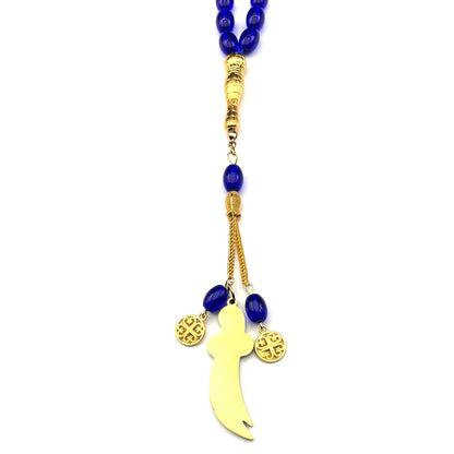 Zulfiqar Sword Blue Glass Prayer Beads