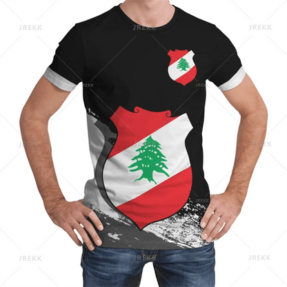The Republic-of Lebanon Map Flag 3D Print T Shirt