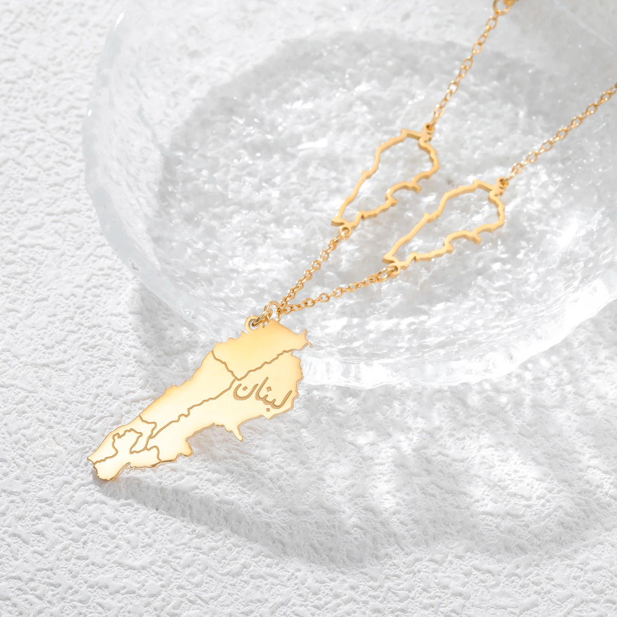 Lebanon Map Necklace Hollow