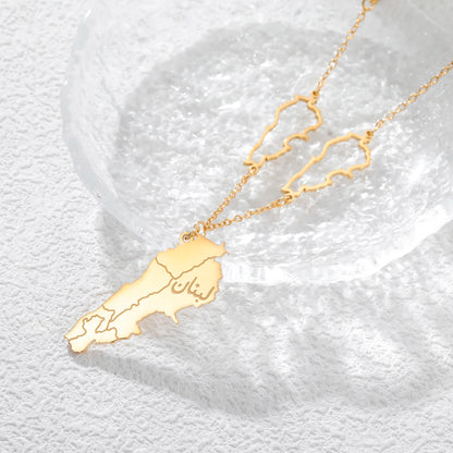 Lebanon Map Necklace Hollow
