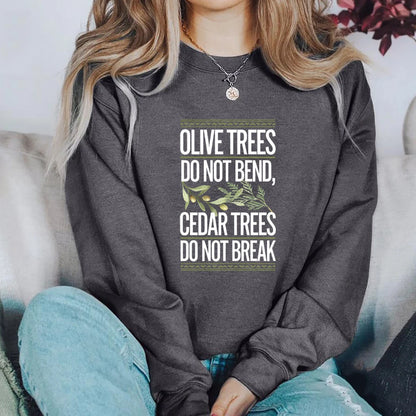 Retro Lebanon Sweatshirt Olive Cedar Trees