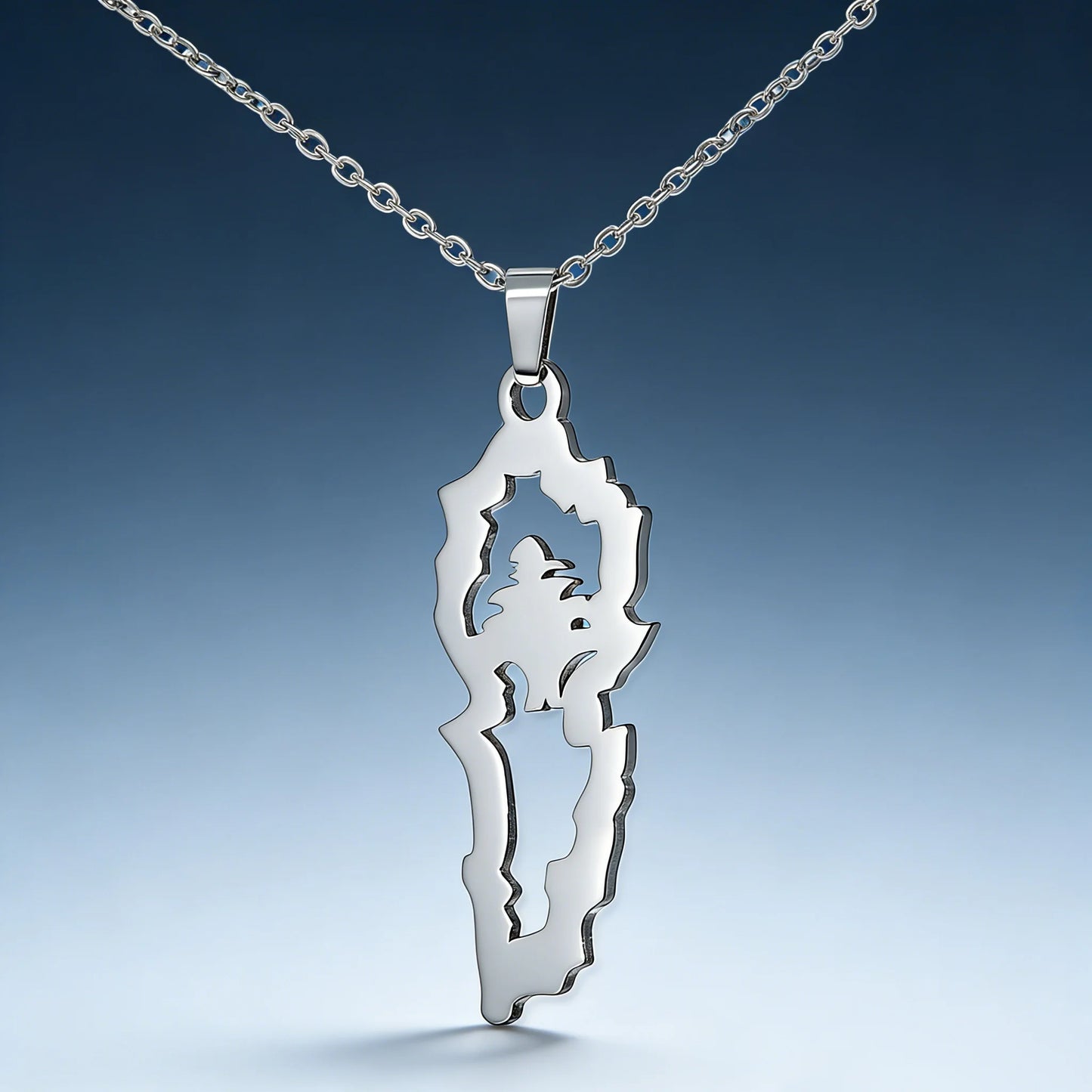 Lebanon Map Cedar Necklace Stainless Steel Gold Silver Hollow Geometric Pendant Lebanese National Cultural Trendy Jewelry