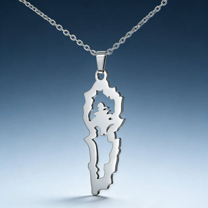 Lebanon Map Cedar Necklace Stainless Steel Gold Silver Hollow Geometric Pendant Lebanese National Cultural Trendy Jewelry