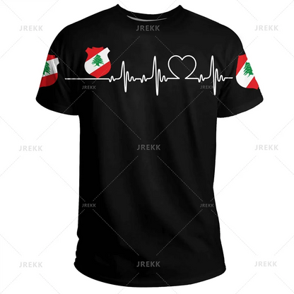 The Republic-of Lebanon Map Flag 3D Print T Shirt