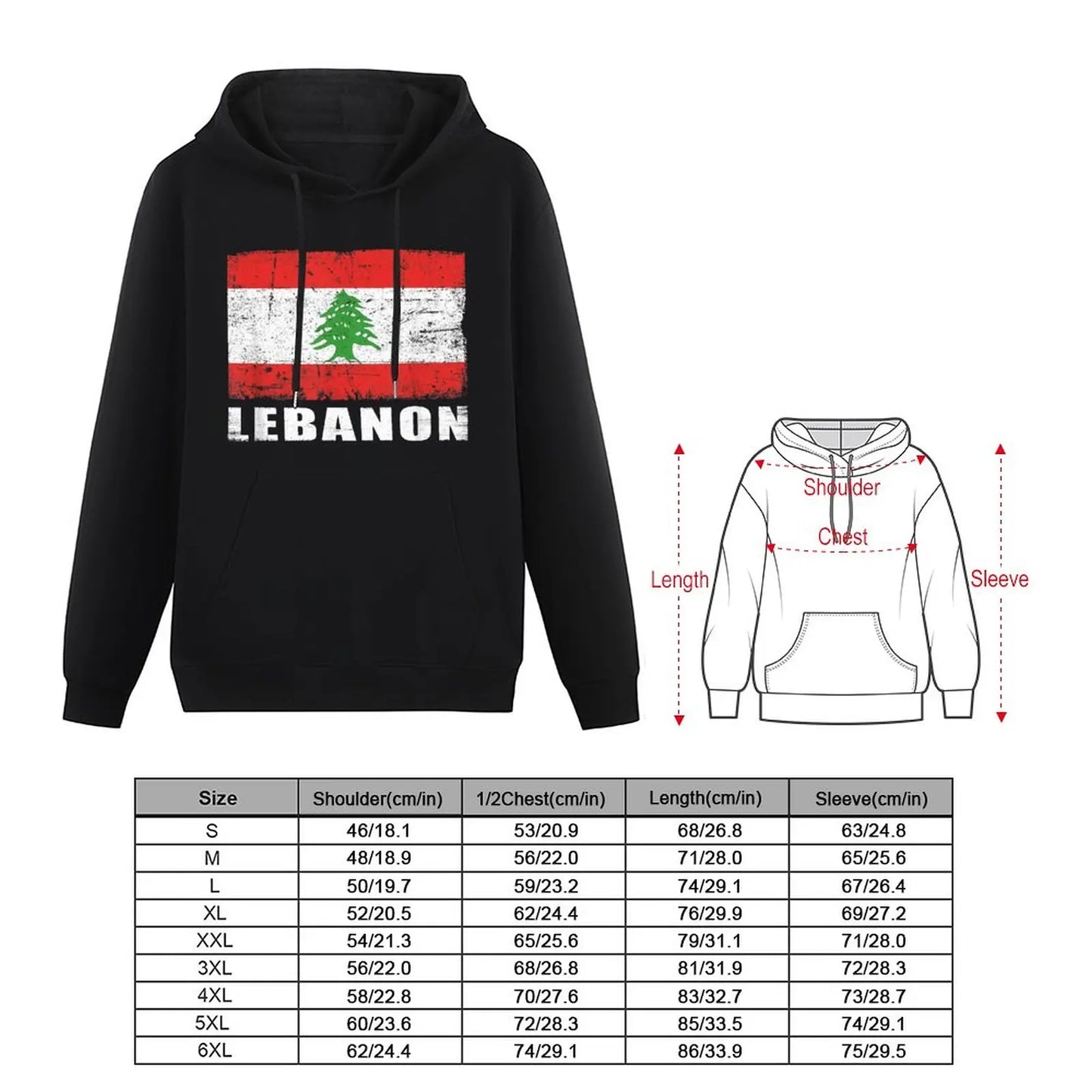 Lebanon Flag Hoodie Pullover