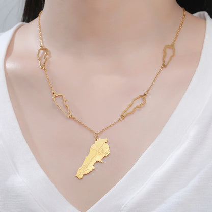 Lebanon Map Necklace Hollow