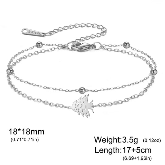 Silver Shark Charm Chain Bracelet Adjustable Jewelry