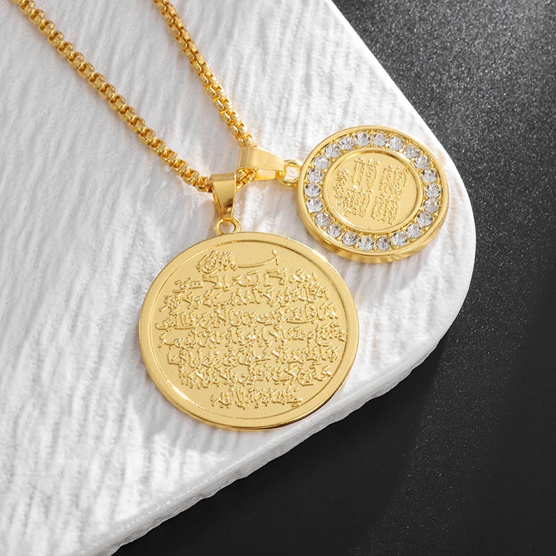 Zircon Islamic Quran Medal Pendant Necklace
