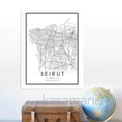 BEIRUT of Lebanon City Map Poster Canvas