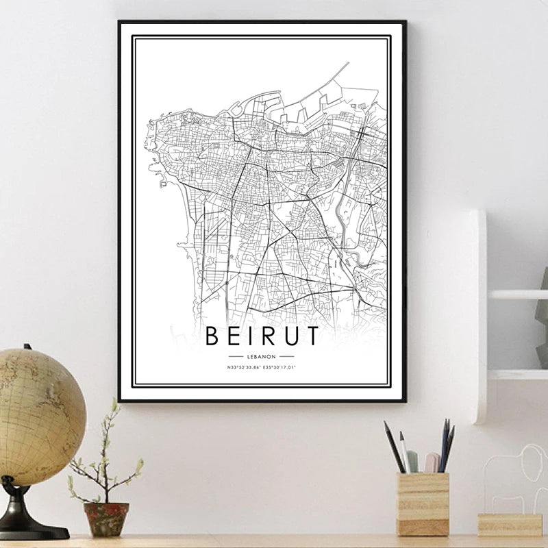 BEIRUT of Lebanon City Map Poster Canvas