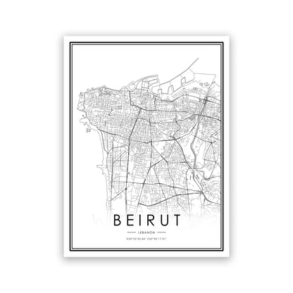 BEIRUT of Lebanon City Map Poster Canvas