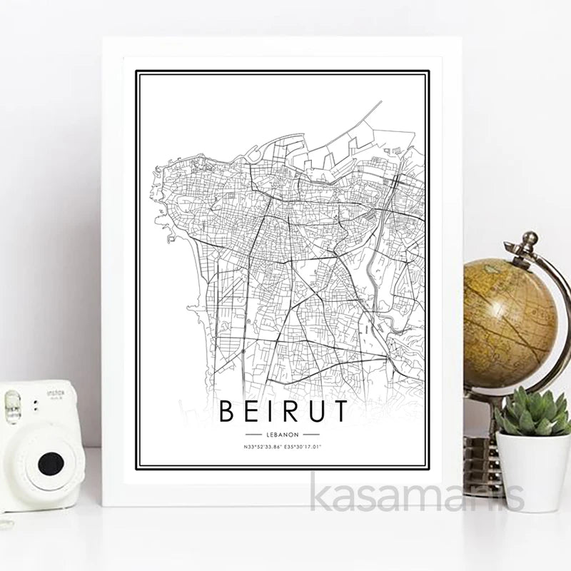 BEIRUT of Lebanon City Map Poster Canvas