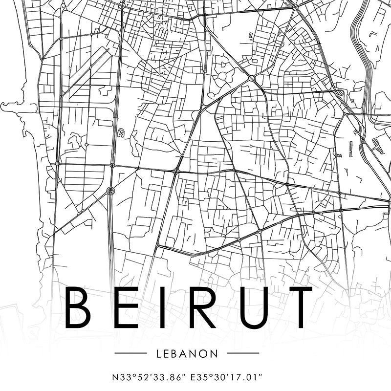 BEIRUT of Lebanon City Map Poster Canvas