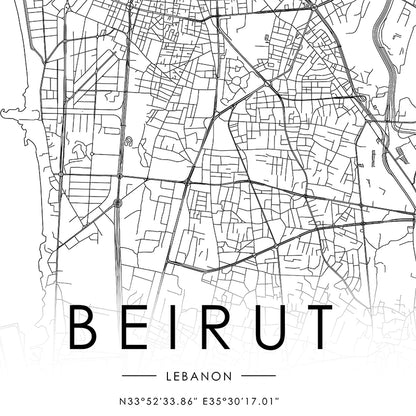 BEIRUT of Lebanon City Map Poster Canvas
