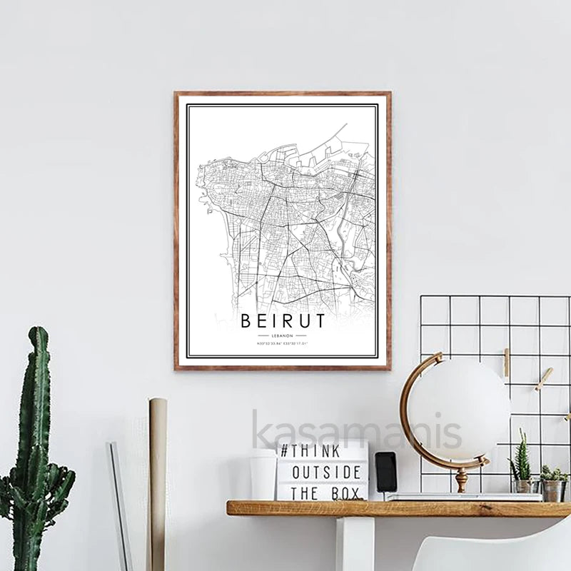 BEIRUT of Lebanon City Map Poster Canvas