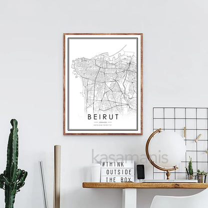 BEIRUT of Lebanon City Map Poster Canvas